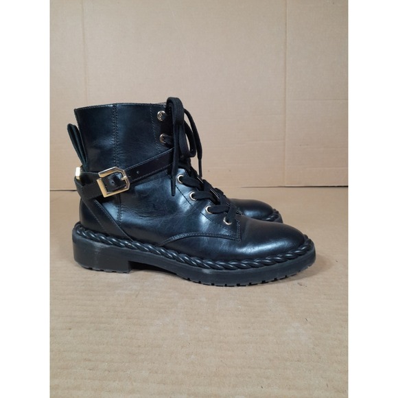 Louise Et Cie Sabri Rope  BlAck Leather Bootie Women Sz  7  M  Side Zip Boot - Picture 2 of 13